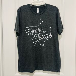"Heart of Texas" Men's Short Sleeve Tee on a Bella Canvas Label Charcoal Gray L
